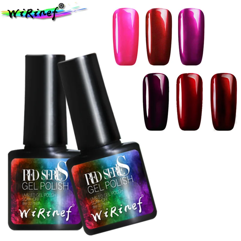 

WiRinef Titanium Mirror Metal Effect Gel Nail Soak Off UV Lacquer Long Lasting Glitter Red Serise Nail Top Coat Varnish