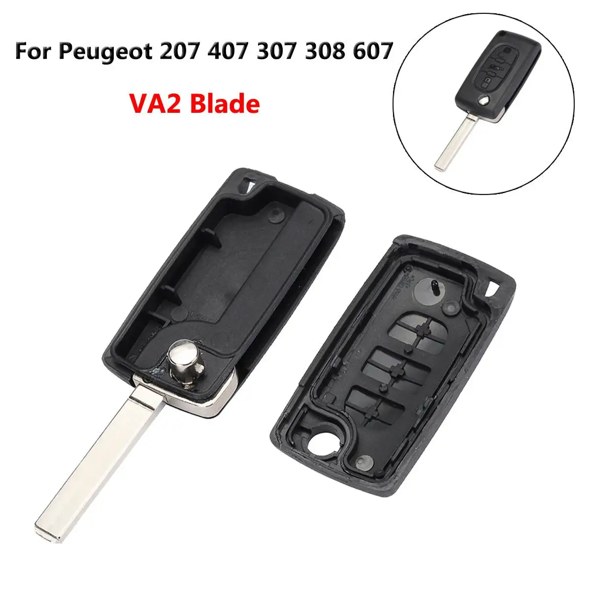 3 кнопочный Автомобильный Дистанционный флип-ключ Fob для ремонта Va2 Blade Peugeot 207 407 307