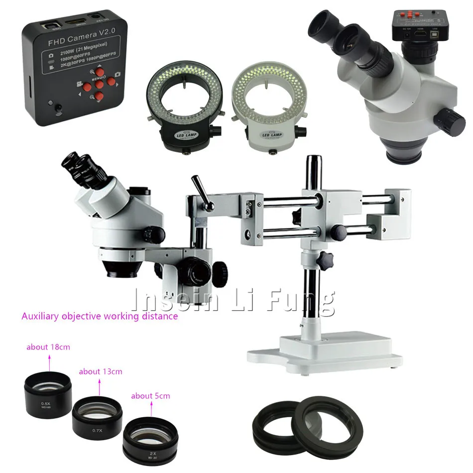 

Simul-Focal Double Boom Stand Stereo Trinocular Microscope 3.5X-90X Continuous Zoom+38MP 1080P 60FPS HDMI USB Camera PCB Repair