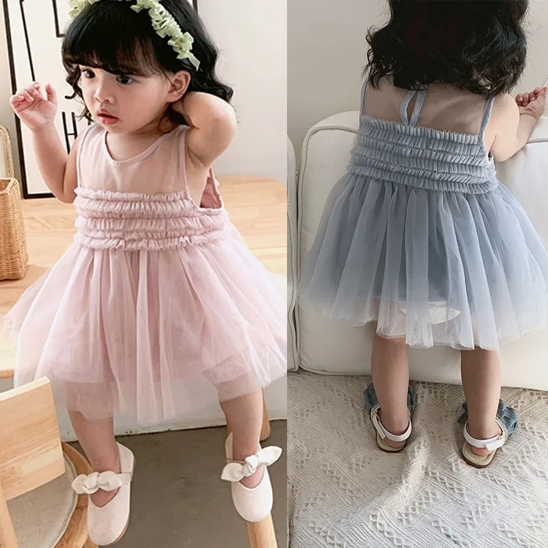 Ruched Toddler Dress Girls Sleeveless Pink Blue Patchwork Baby Dresses Girl Summer 2019 Ball Gown Sundress Birthday Party New | Детская