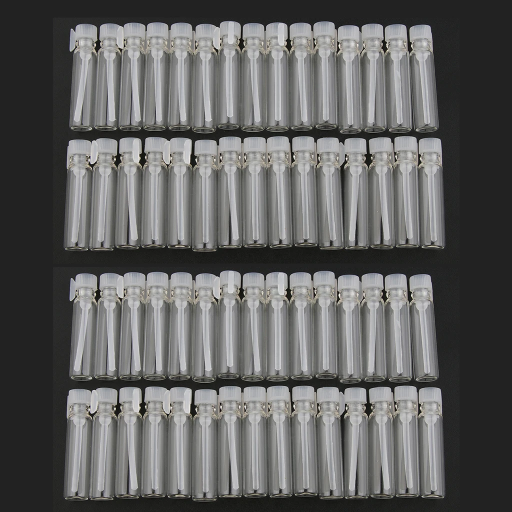

Pack of 60, Mini Clear Liquid Sample Glass Bottles, Empty Perfume Essential Oil Vials, Reusable Cosmetics Containers-Leakproof