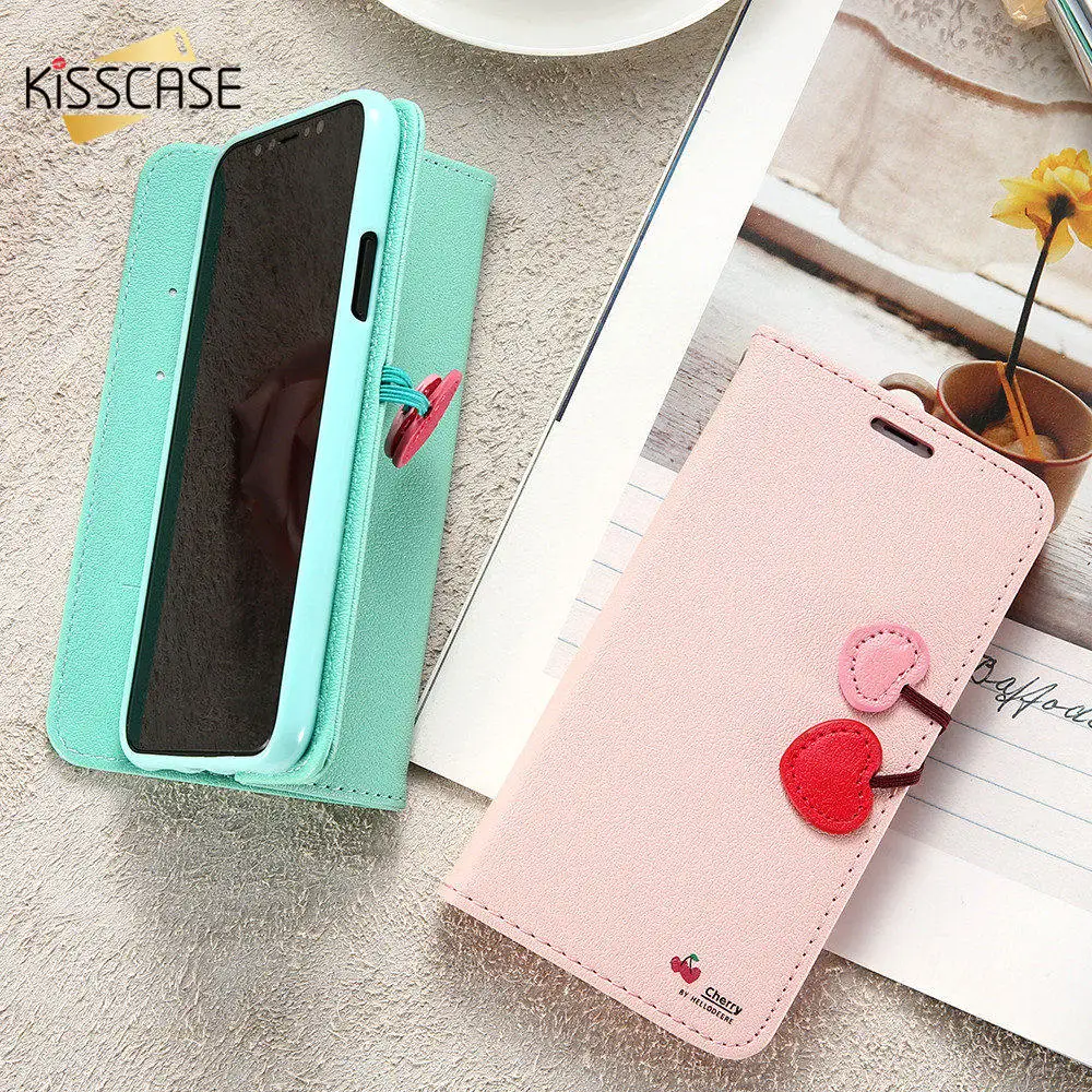 Кожаный флип кейс KISSCASE чехол кошелек с подставкой для iPhone X 6 S 5s SE Plus 7 8