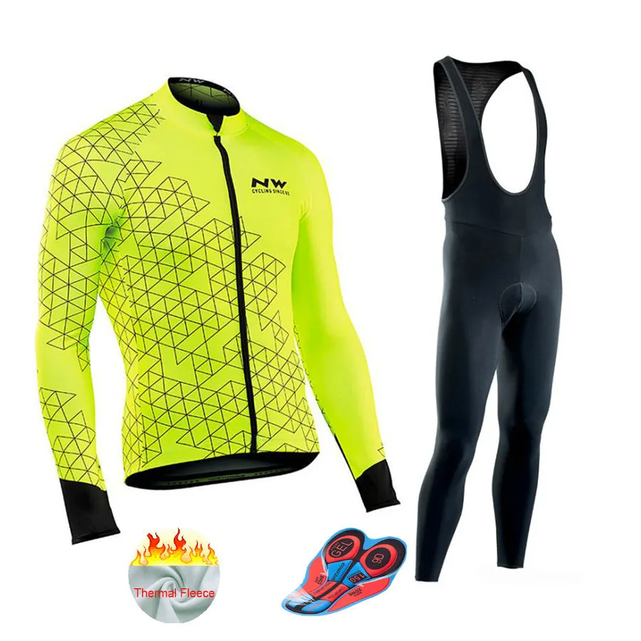 Northwave NW 2018 Pro Team Winter Thermal Cycling Clothing Man Jersey Long Bike Cloth MTB Ropa Ciclismo Bicycle Maillot Gel Bib | Спорт и