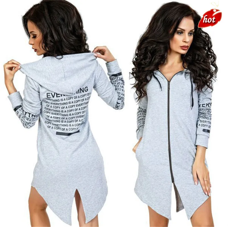 Drawstring New Fashion Zipper jackets for women Long-sleeved Rear Fork Grab Velvet Hoodie O8R2 | Женская одежда