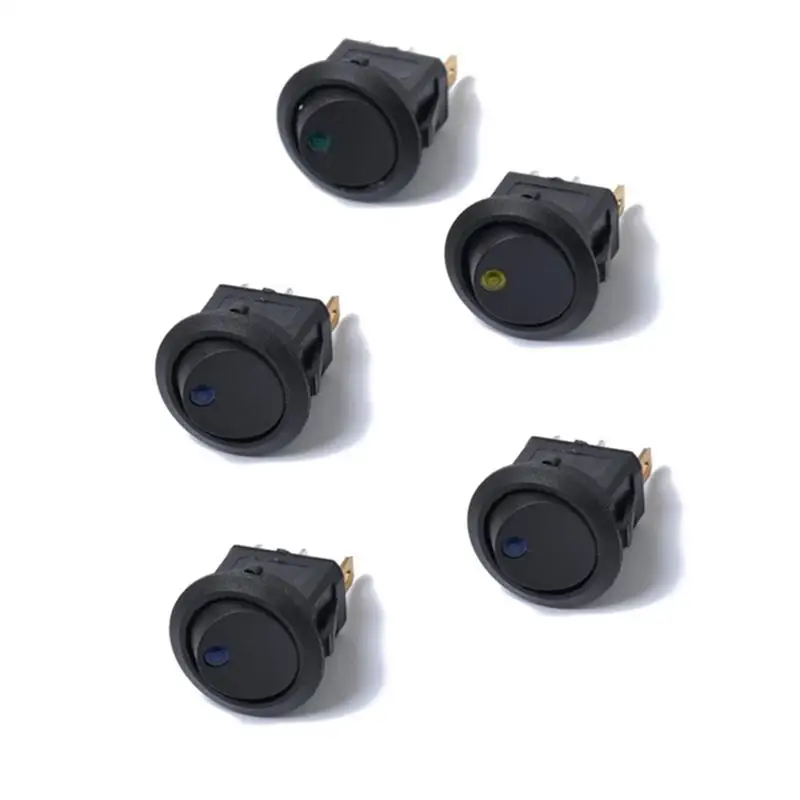5 PCS Plastic Car Rocker Switches 12V 3 Pins On Off Controls (Green Light) | Автомобили и мотоциклы
