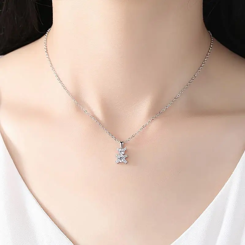 Pet Bear Jewelry Set Women Female Kawaii Lovely Clothing Accessories Earring Necklace Korean Style Rose Gold Silver Birthday Gif | Украшения