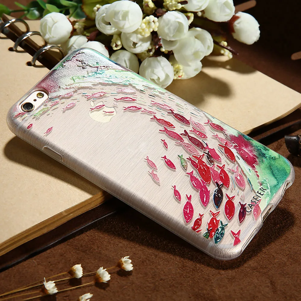 CASEIER 3D Beauty Fishes чехол для телефона iPhone X XS 6 6s 7 8 Plus Мягкие силиконовые рельефные