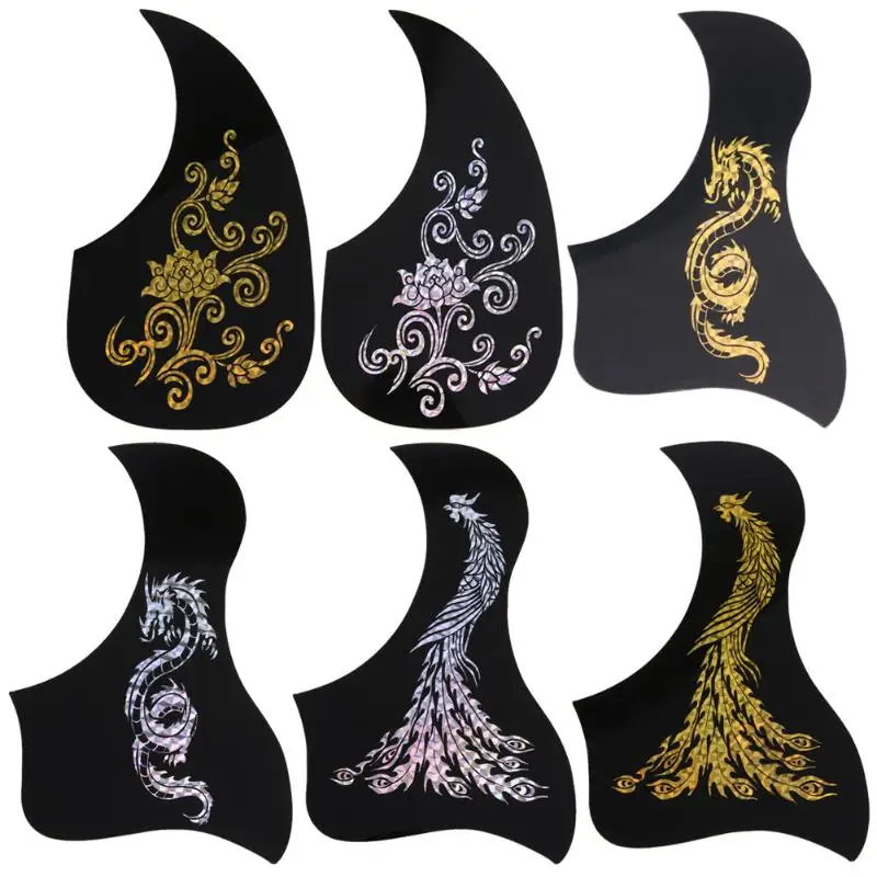 Китайский стиль золотой Феникс и Дракон узор Акустическая Гитара Pickguard выбор
