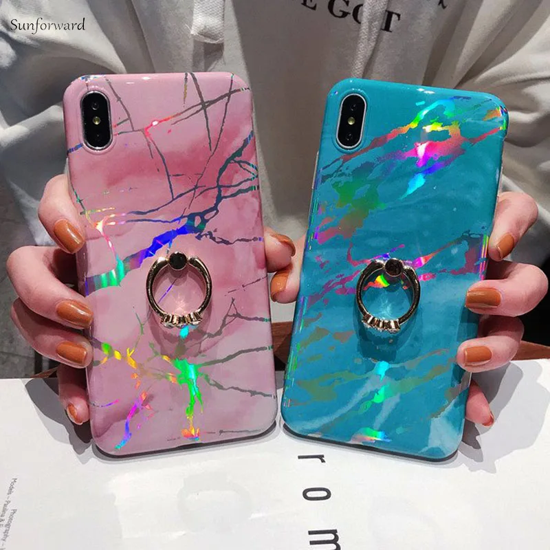 Роскошный Мраморный чехол для iPhone X XS MAX XR силиконовое мягкое кольцо