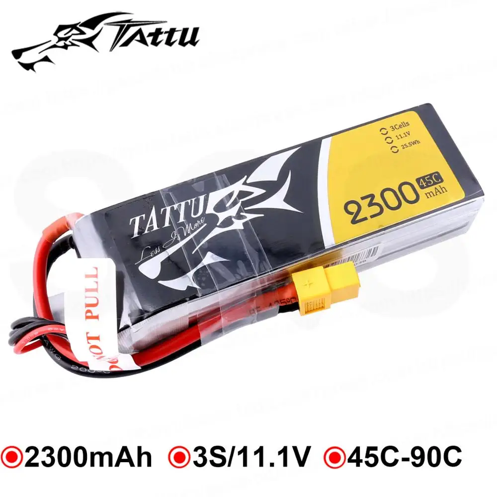Литий полимерный аккумулятор Tattu 2300mAh Lipo 3s 11 1 V 45C XT60 Plug FPV Drone Power для Frame RC вертолет
