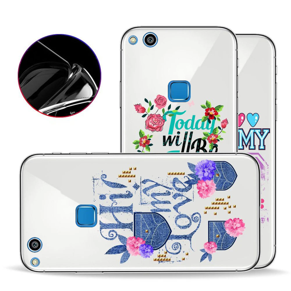 Ultra Thin Pattern Motto Flowers Anti-Knock Case Cover Soft Back For Huawei P10 Lite Plus |