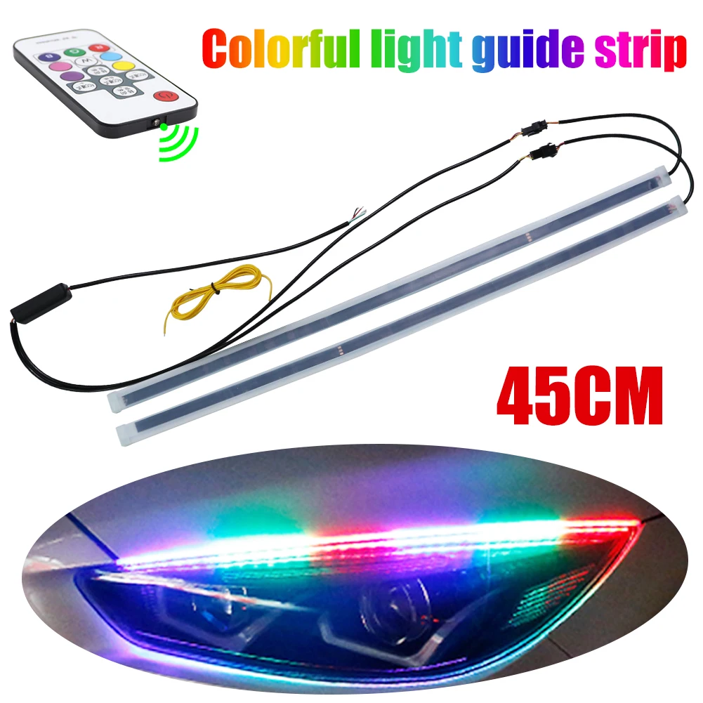 12 В RGB дневные ходовые огни DRL LED 45 см направляющая полоса гибкий течет сигнал