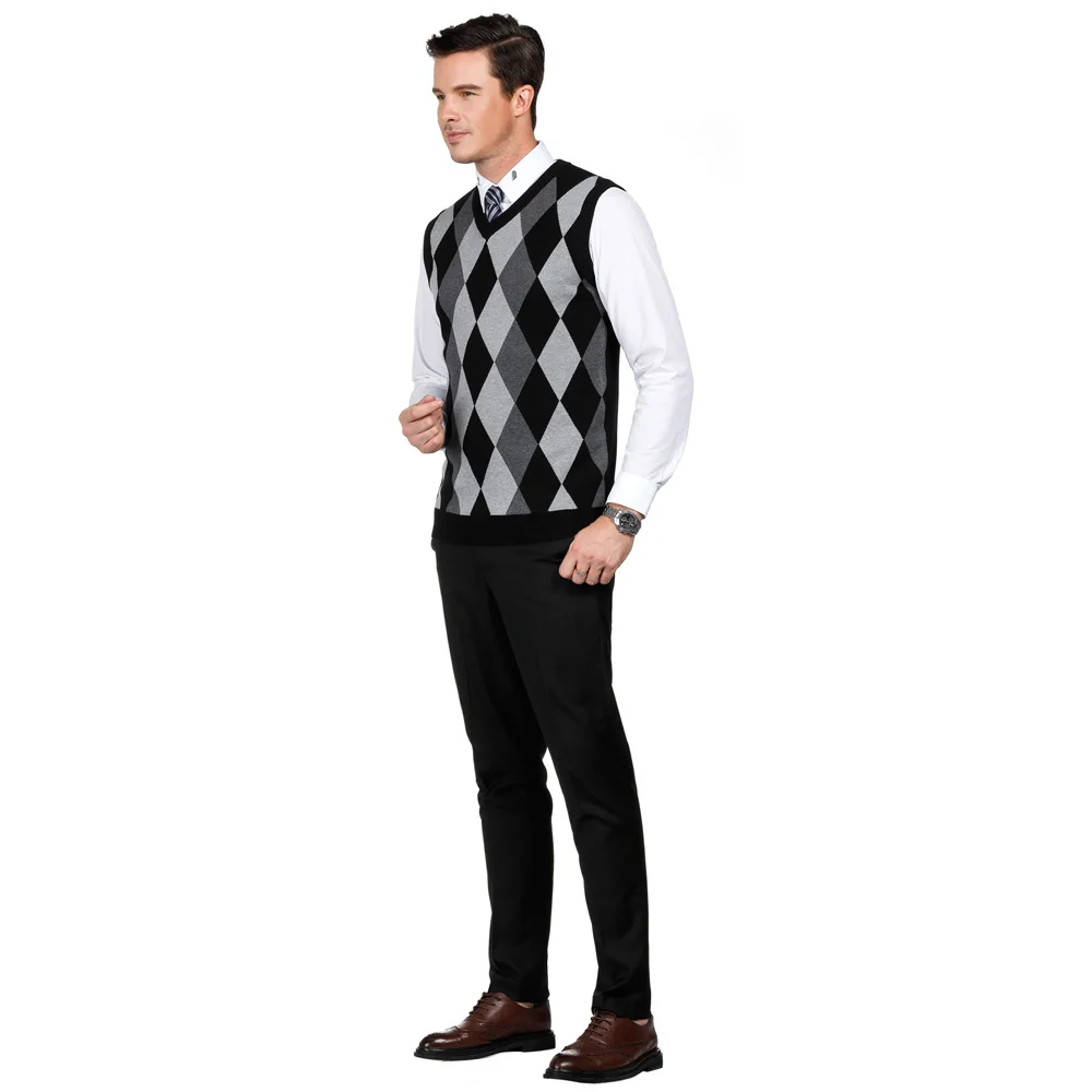 Новый мужской кардиган без рукавов с v образным вырезом вязаный жилет свитер