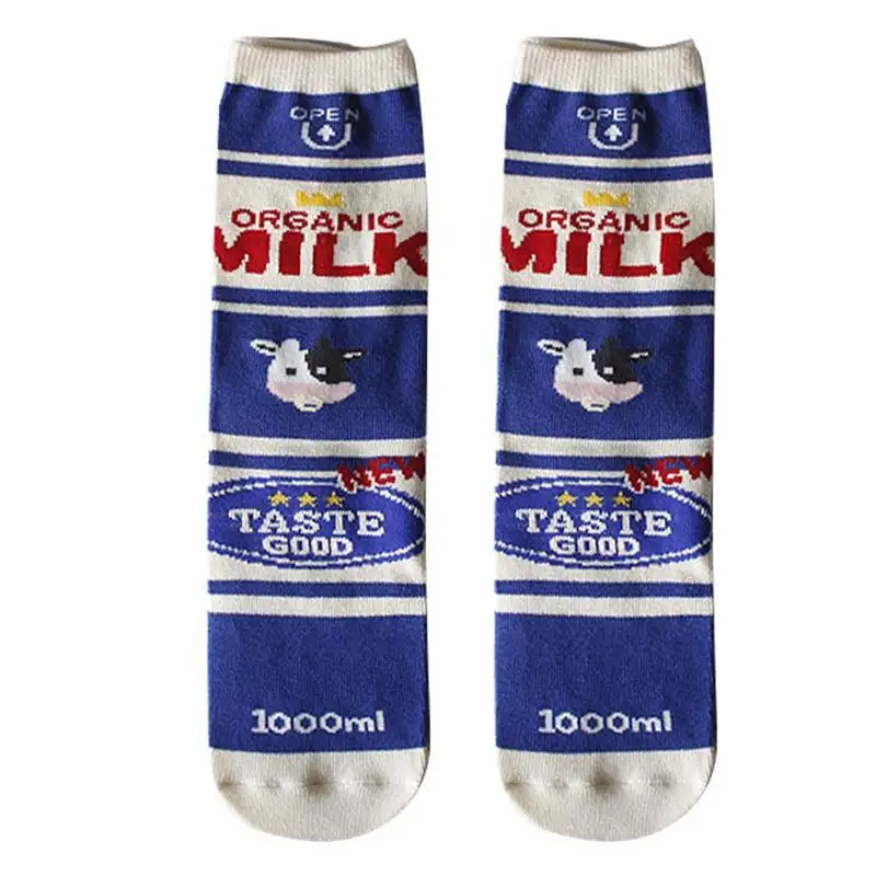 Женские чулки в стиле Харадзюку жаккардовые Ulzzang Milk Box Длинные полосатые модные