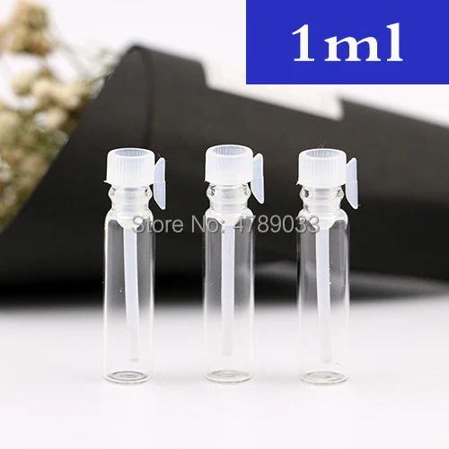 

100/300pcs 1ml Mini Glass Portable Sample Perfume Bottle Empty Parfum Essential Oils Bottles For Traveler Free Shipping