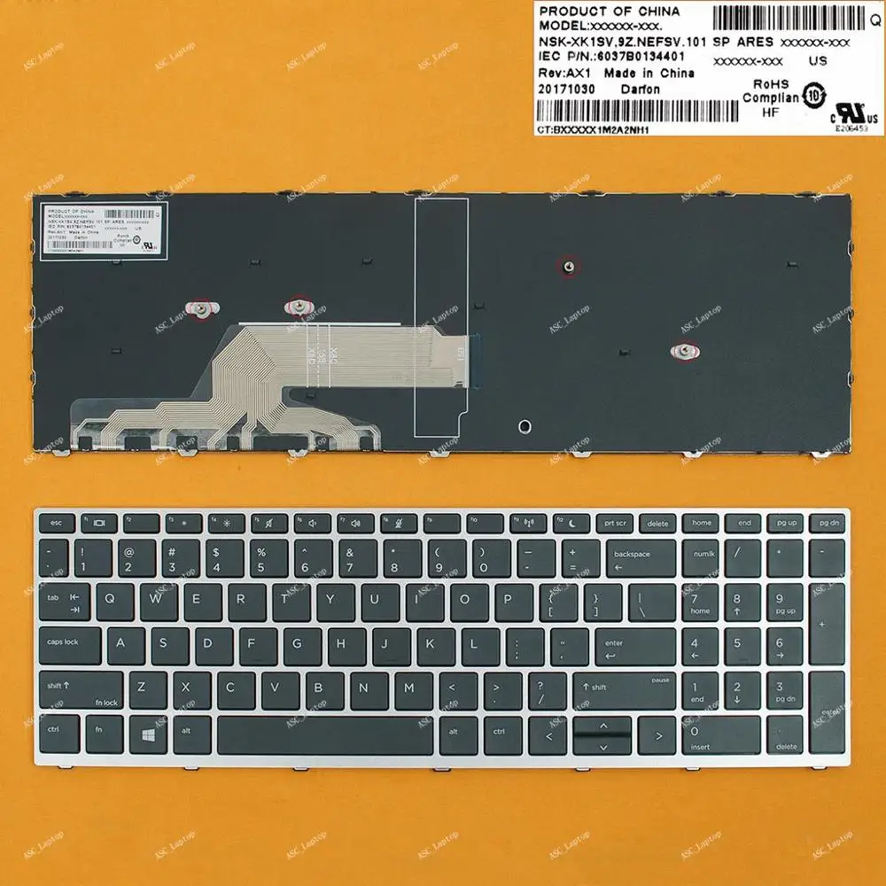 Новая русская клавиатура для ноутбука HP Probook 450 G5 455 470 черная Серебристая Рамка