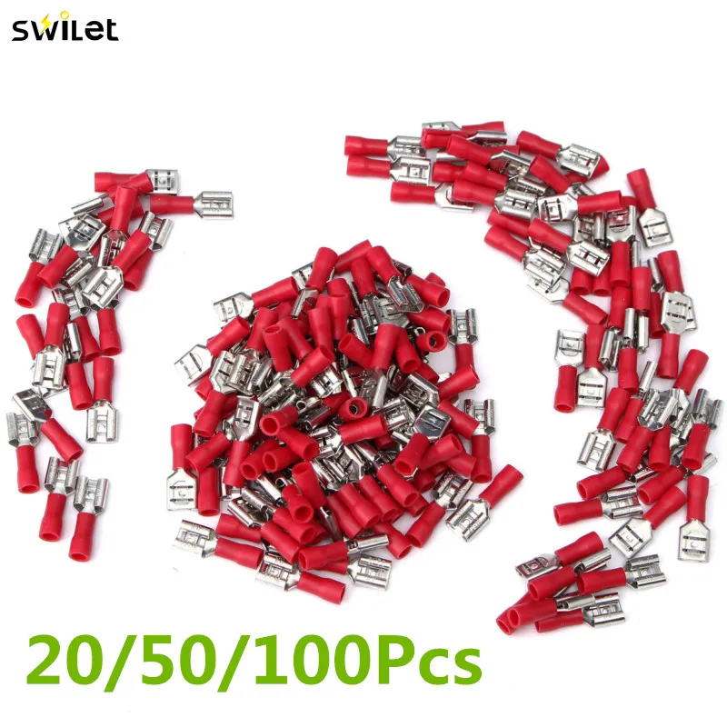 20/100 шт. изолированные электрические обжимные клеммы для 22 18AWG разъемов кабель