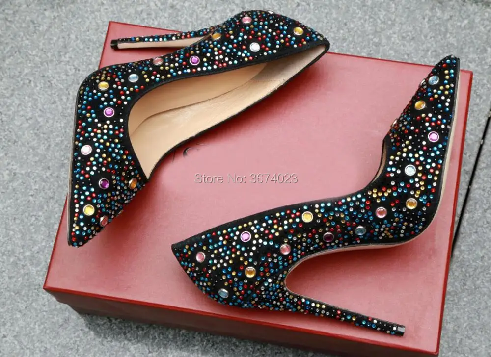 Qianruiti sapato feminino роскошные женские Разноцветные кристаллы Туфли-лодочки