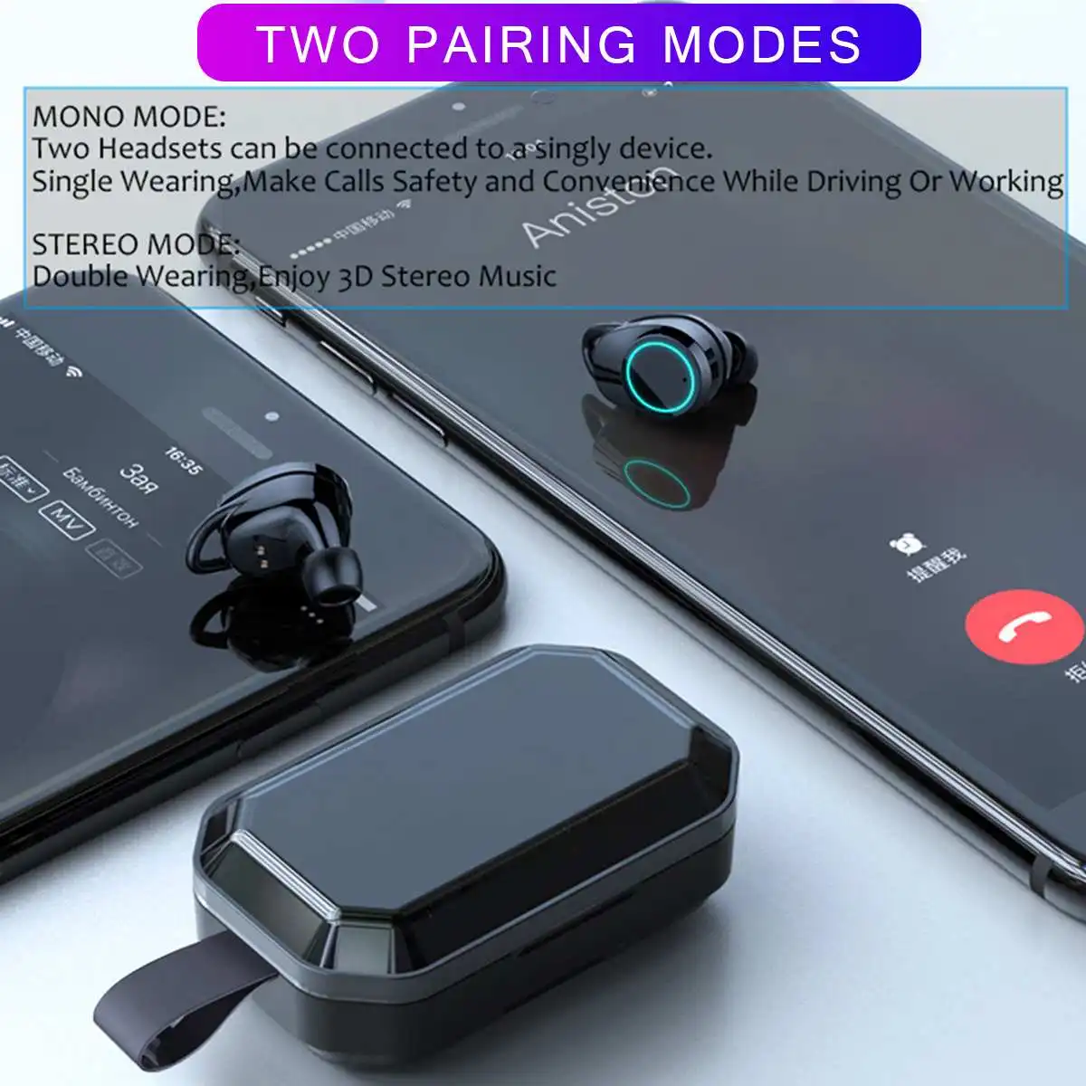 Bluetooth V5.0 TWS Беспроводные наушники с сенсорным управлением CVC8.0 шумоподавление 3000