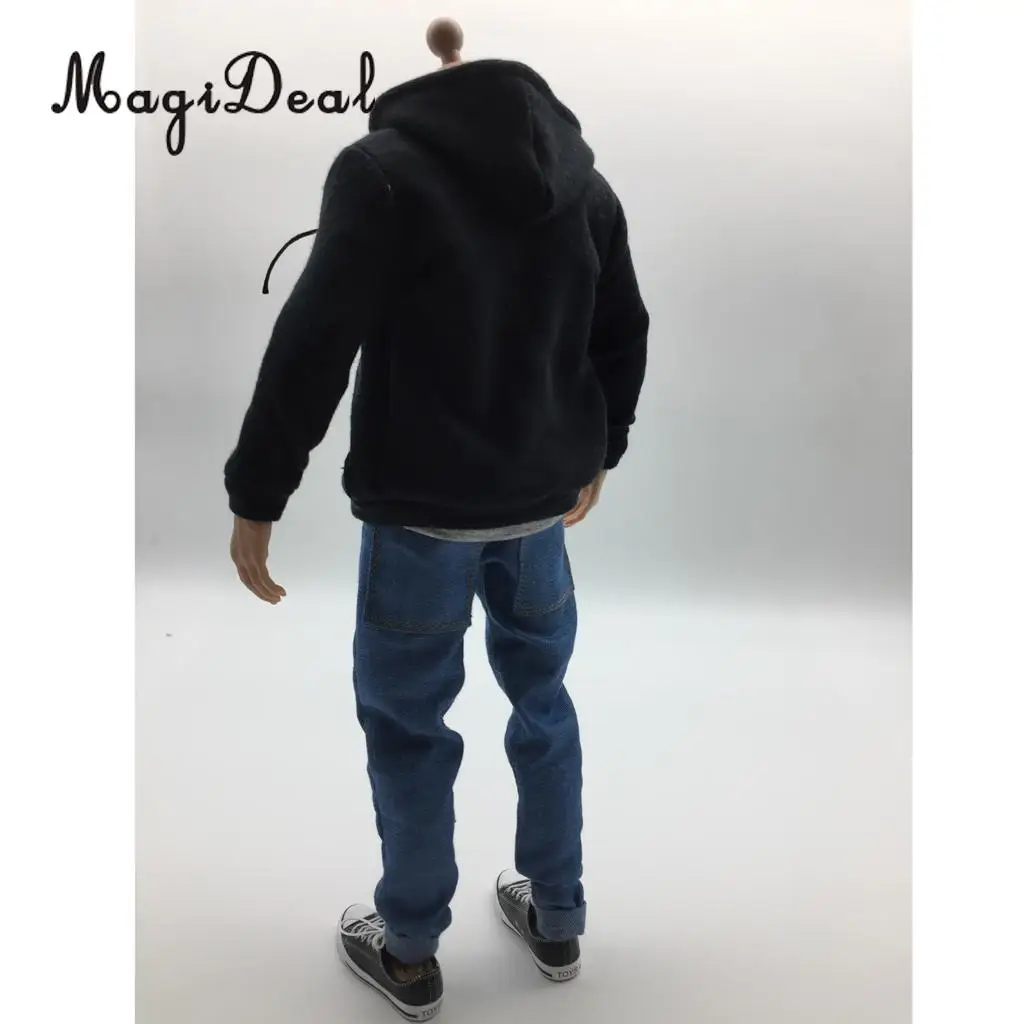 Лидер продаж мужская одежда в масштабе 1/6 MagiDeal черная толстовка футболка джинсы
