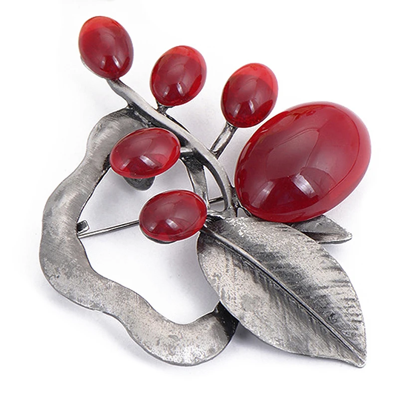 Старинное серебро + красный опал камень винтажные броши для пистолет женщина