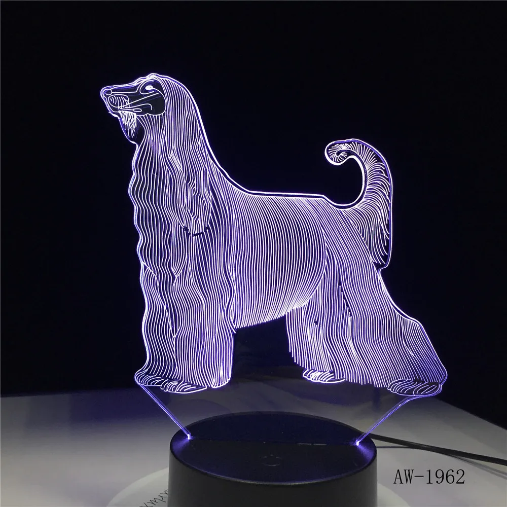 Afghan Hound самая красивая собака 3D светодиодная лампа 7 видов цветов USB сенсорные