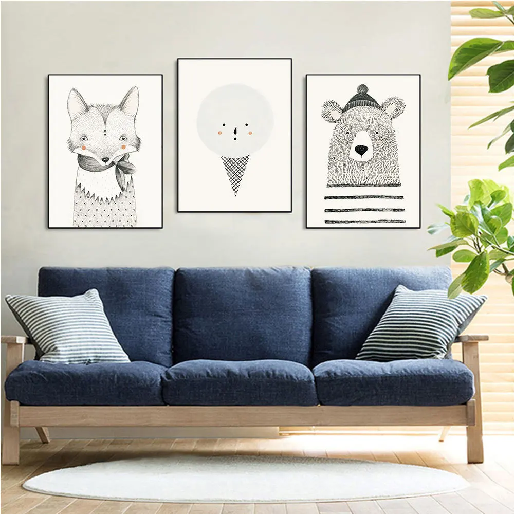 Скандинавская простая современная картина с мультяшной планкой гостиной