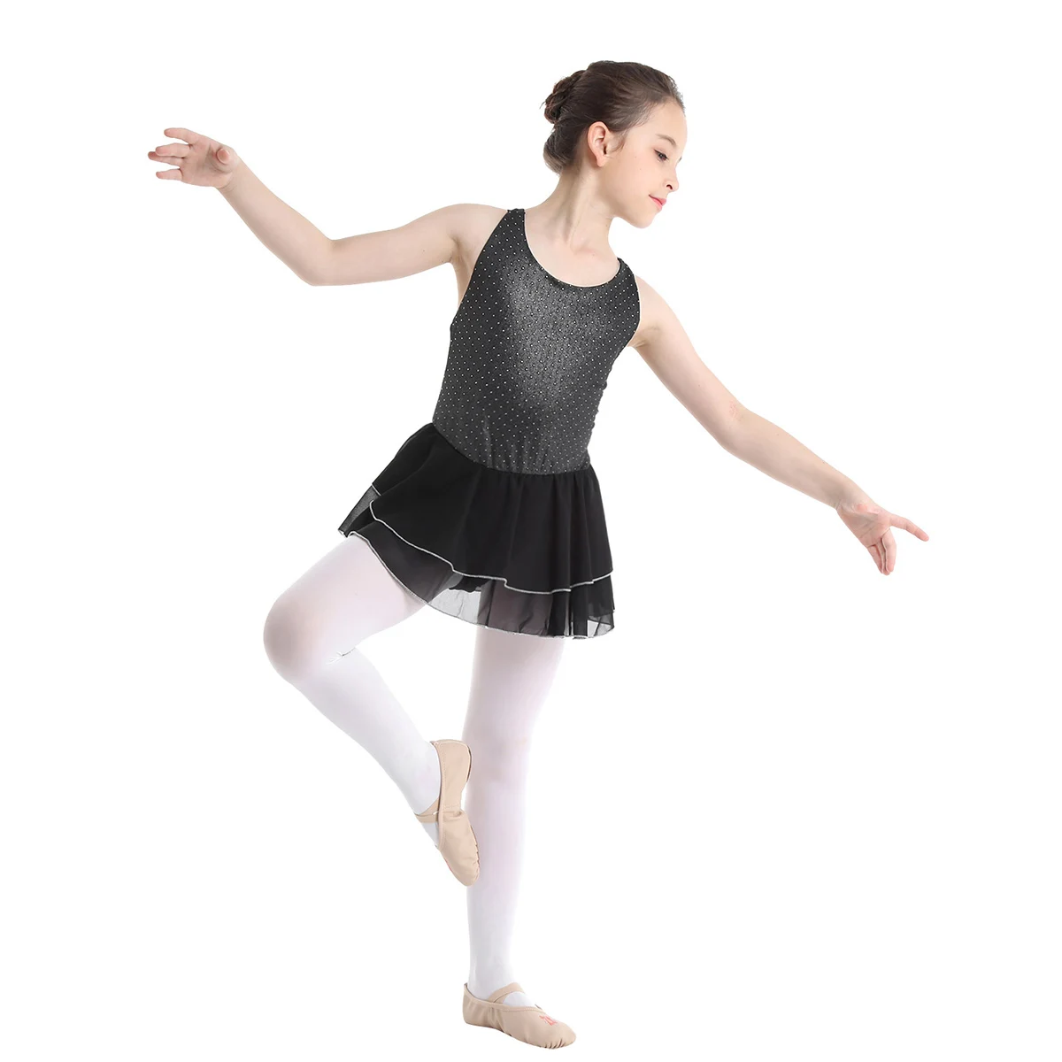 IIXPIN/Детское платье для катания на коньках девочек балета без рукавов с