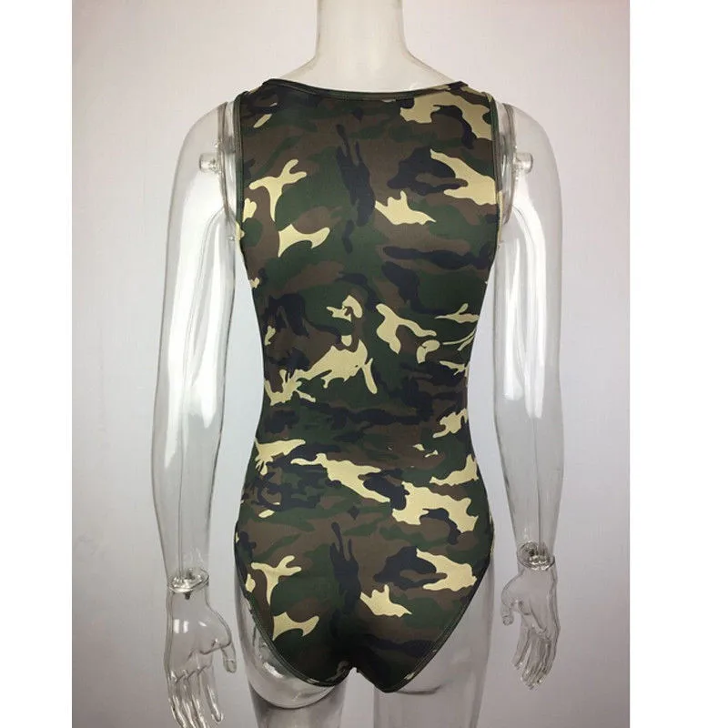 Sexy camouflage backless bodysuit Black skinny fringe one-piece jumpsuit romper women Summer party playsuit coveralls | Женская одежда