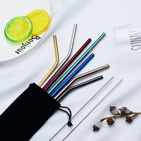 5pcs reusable metal drinking straws colorful stainless steel sturdy bendy or upright drinks straw for mugs cleaning brush