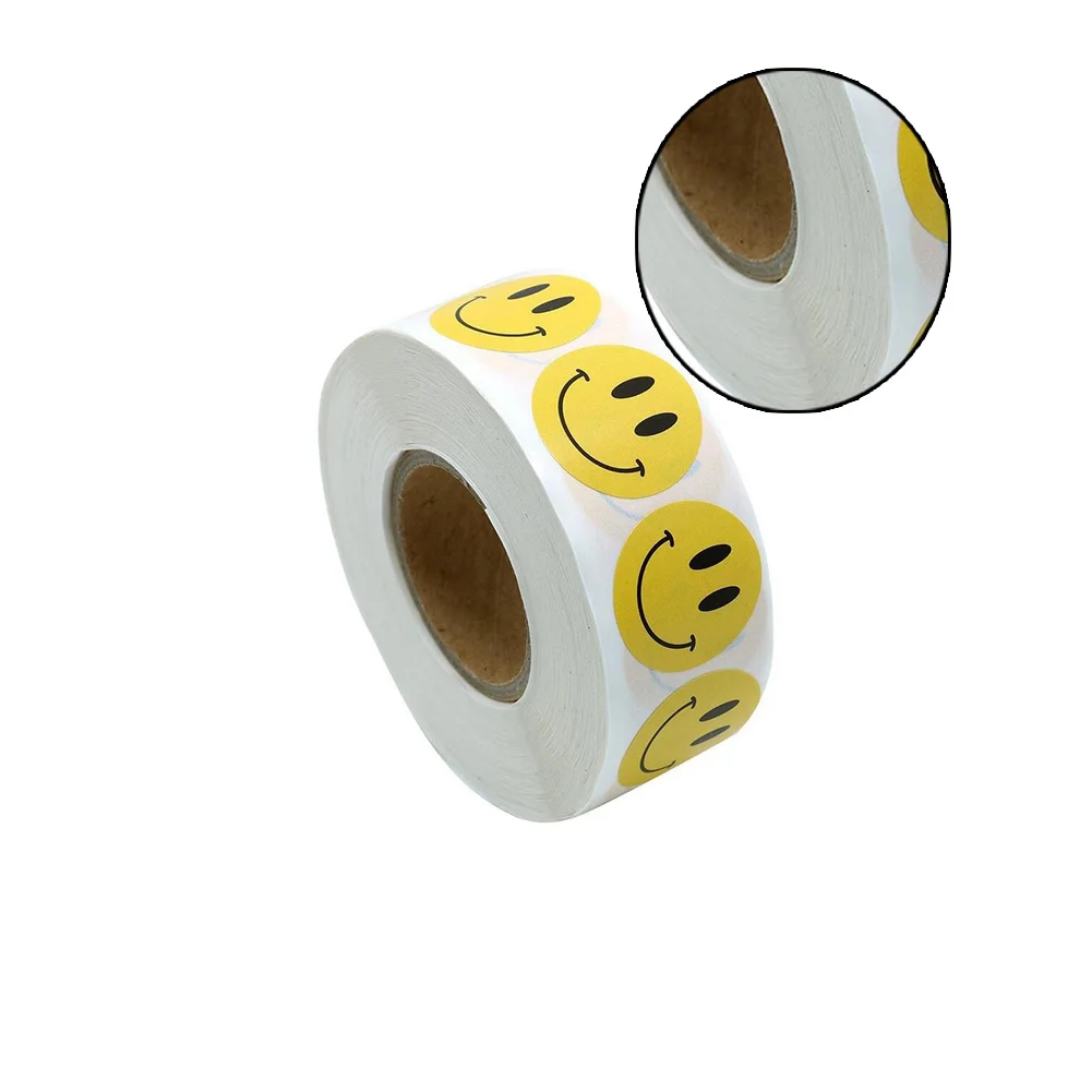 Желтый улыбающееся лицо забавные наклейки 1 дюймов Круглый Круг учитель этикетки