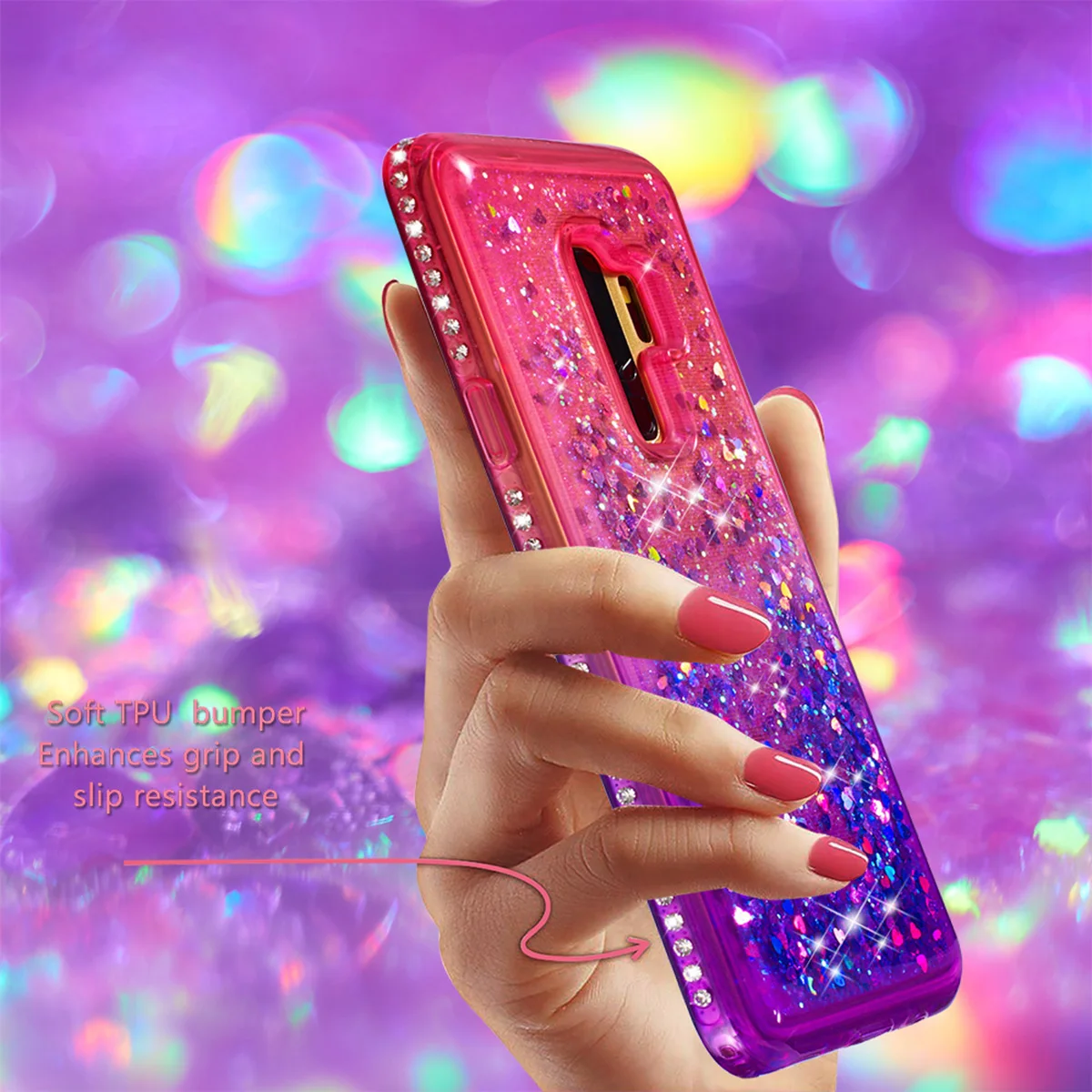 Шикарный Роскошный чехол для Samsung Galaxy S8 S9 Plus Note9 мягкий силиконовый с блестками и