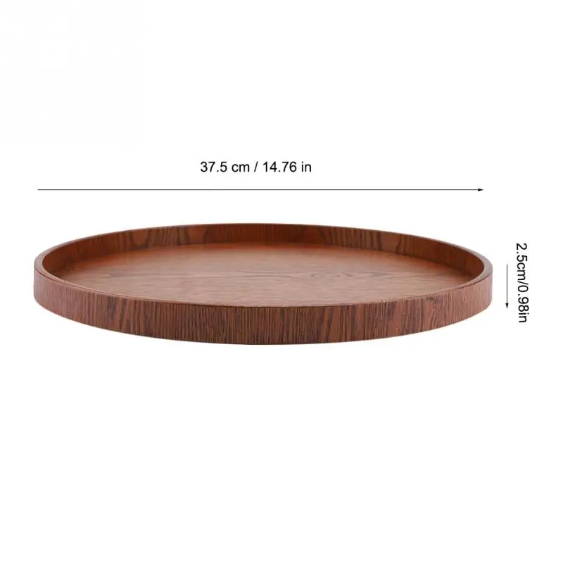 Round Serving Tray Bamboo Wooden For Dinner Trays Tea Breakfast Dish Food Container Storage Plates | Дом и сад