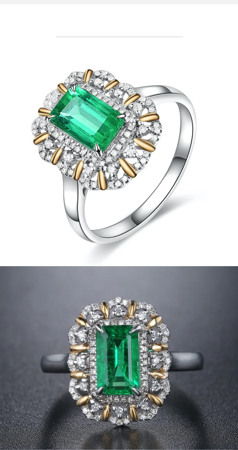 Серебро 925 пробы Изумрудное квадратное бриллиантовое кольцо Anillos Treasure Bague Bizuterias