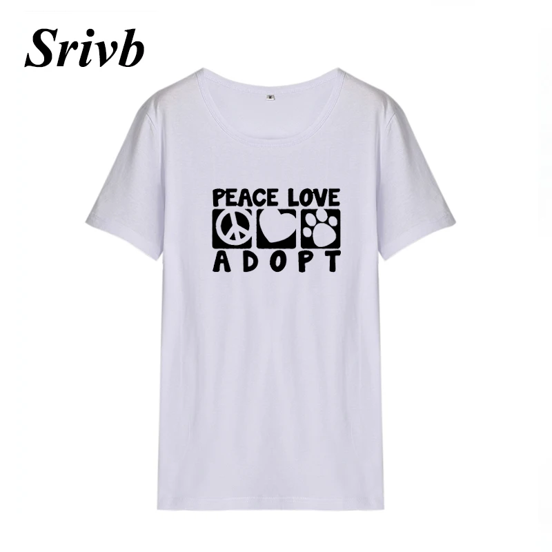 Женская хлопковая Футболка с круглым вырезом Srivb Peace Love черно белая футболка
