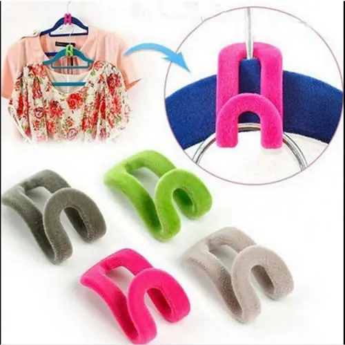 10 шт. мини Флокирование вешалка для одежды Conector Hook Closet Organizer Save Space|Сушильные полки