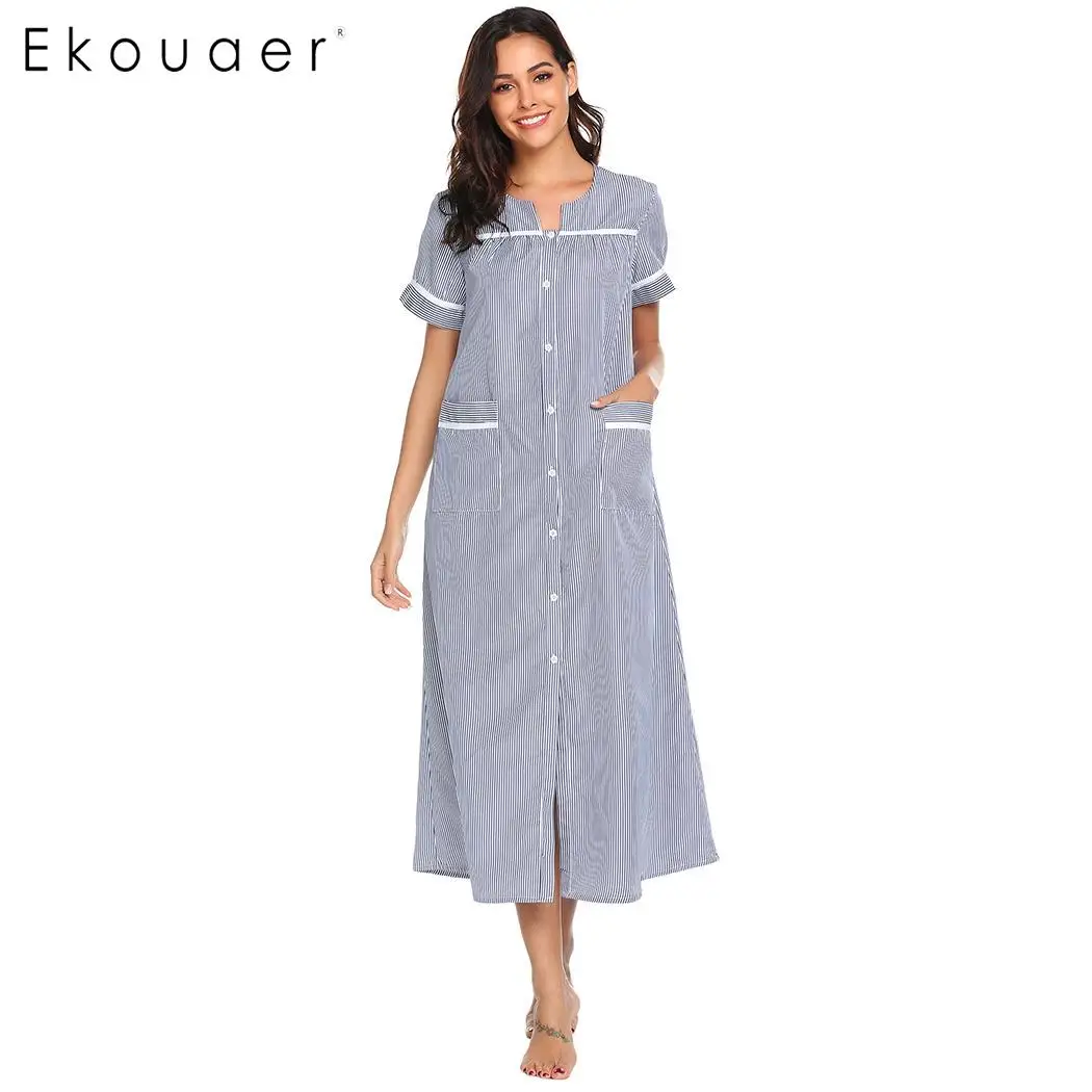 Ekouaer сорочка ночнушки ночная рубашка женская повседневная с коротким рукавом