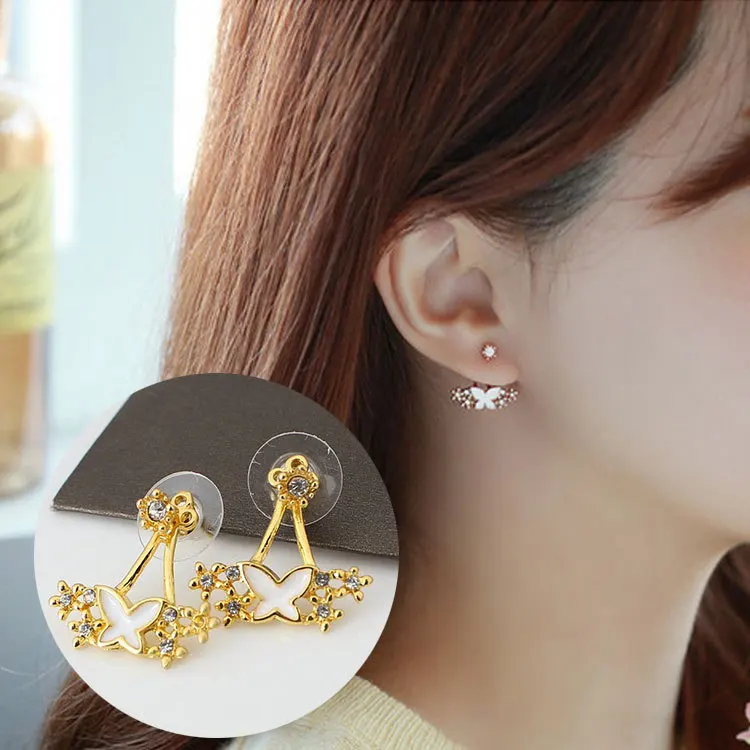 Korean Small Daisy Flower Ear Ornament Pearl Horse Eye Leaf Snowflake Earring |