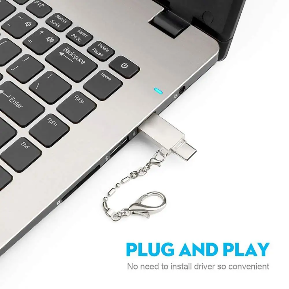 Кардридер 2 в 1 из алюминиевого сплава USB 3 Type C/USB 0 TF/Micro SD подходит для телефонов и