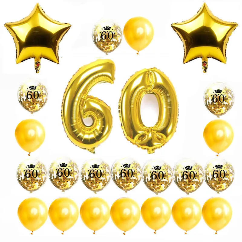 ZLJQ Gold 30th Happy Birthday конфетти-короны воздушные шары Jumbo Number 30 фольгированные для