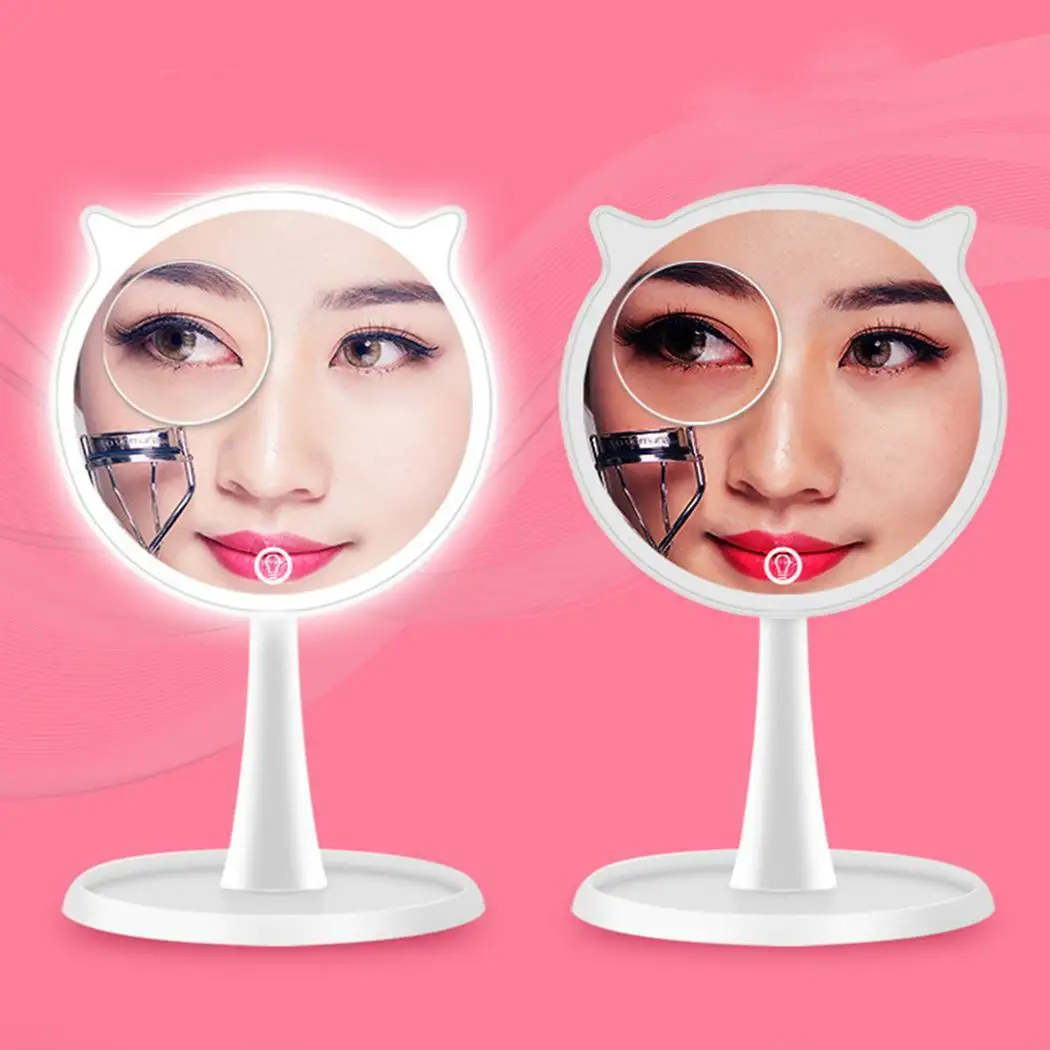 Practical Rechargeable 90 Degree Rotation Cute Makeup About 30 Days Mirror Touch USB 4-5h With Home LED Light | Красота и здоровье