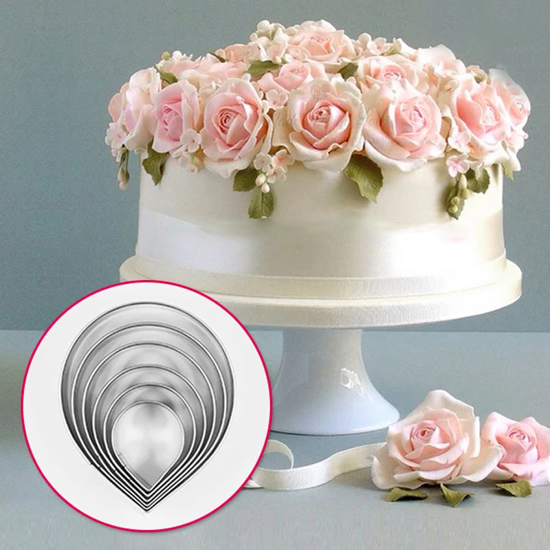 Украшения торта помадка Sugarcraft резаки инструменты 6 шт./компл. Роза Форма для