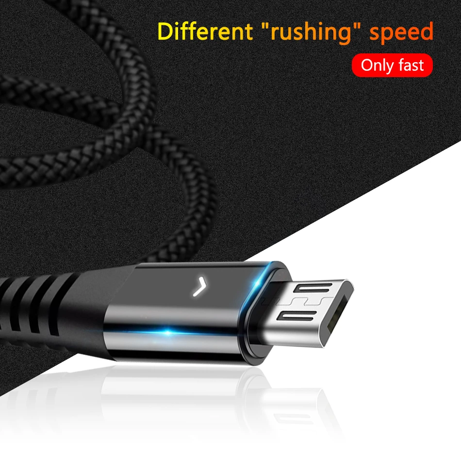 Кабель Micro USB Olaf 2 4 А светодиодный кабель для быстрой зарядки и передачи данных