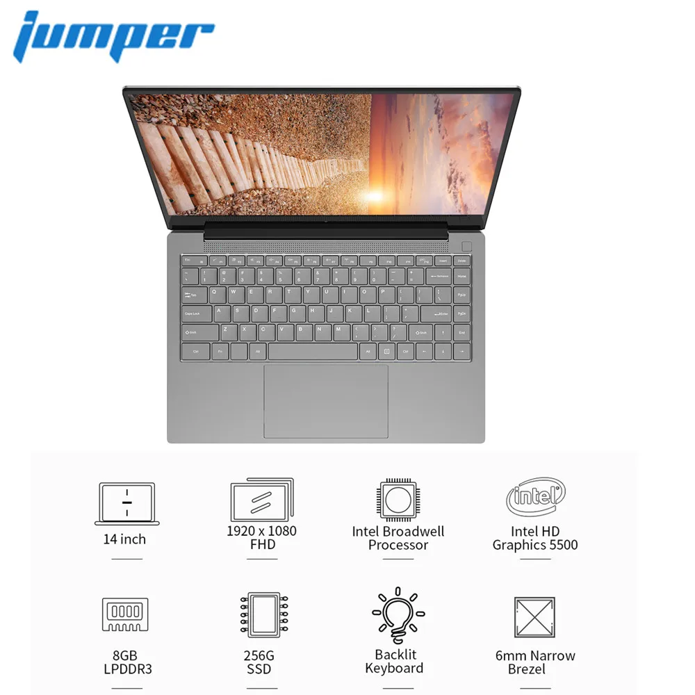 Джемпер EZBook X4 Pro Тетрадь 14 0 &quotWindows 10 Intel Core i3 5005U Dual 2 ГГц 8 Гб Оперативная память 256 GB