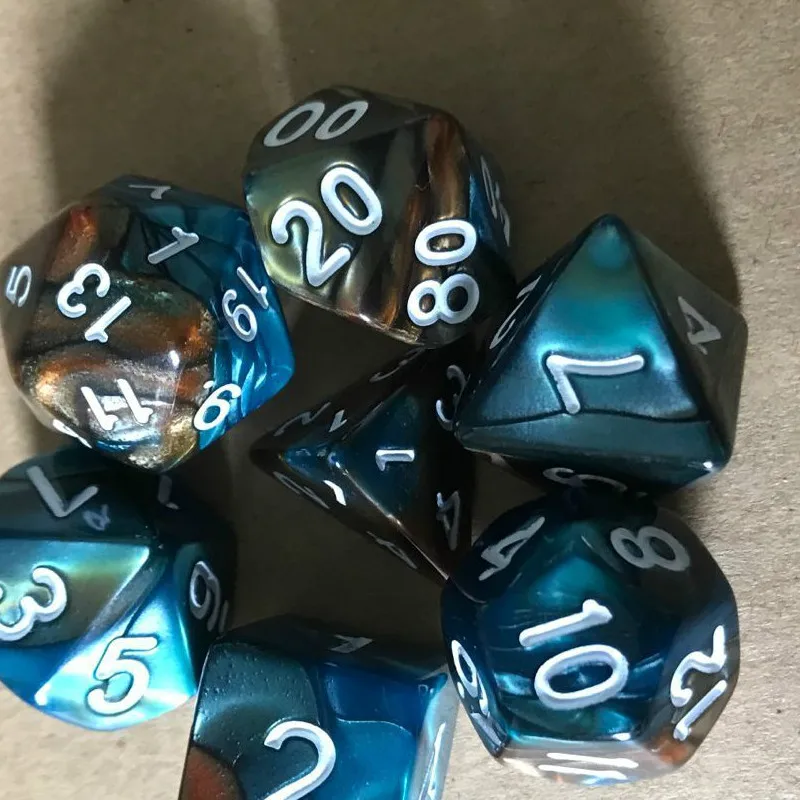

1 set of 7 sided dice D4 D6 D8 D10 D12 D20 for dice dados rpg Two-color multi-faceted