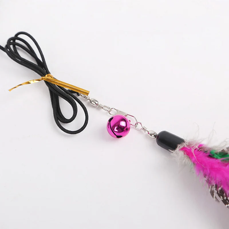 New Feather Plush Plastic Toy For Pet Long Size Cute Cat Catcher Teaser Turkey Funny Bird With Bell Flying Stick | Дом и сад