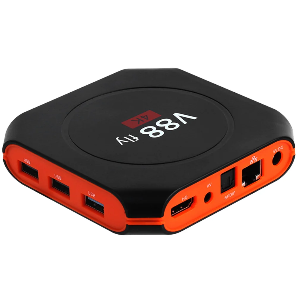 Смарт ТВ бокс V88 Fly Android 8 1 4 Гб ОЗУ 32 ПЗУ RK3328 BT4.0 телеприставка 2 4G WiFi 4K