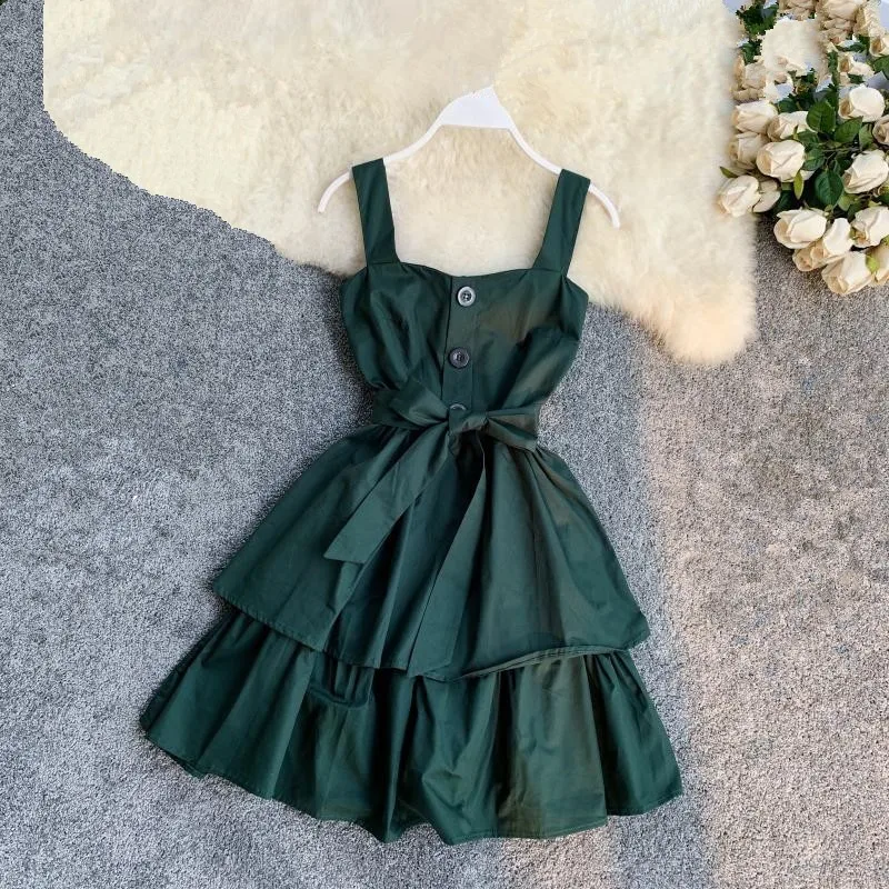 Летнее платье в Корейском стиле с оборками и бантом праздничное поясом Vestidos Mujer M L