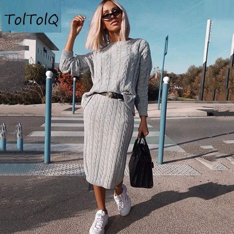 Свитер комплект Bodycon трикотажные Для женщин короткий свитер костюм из двух