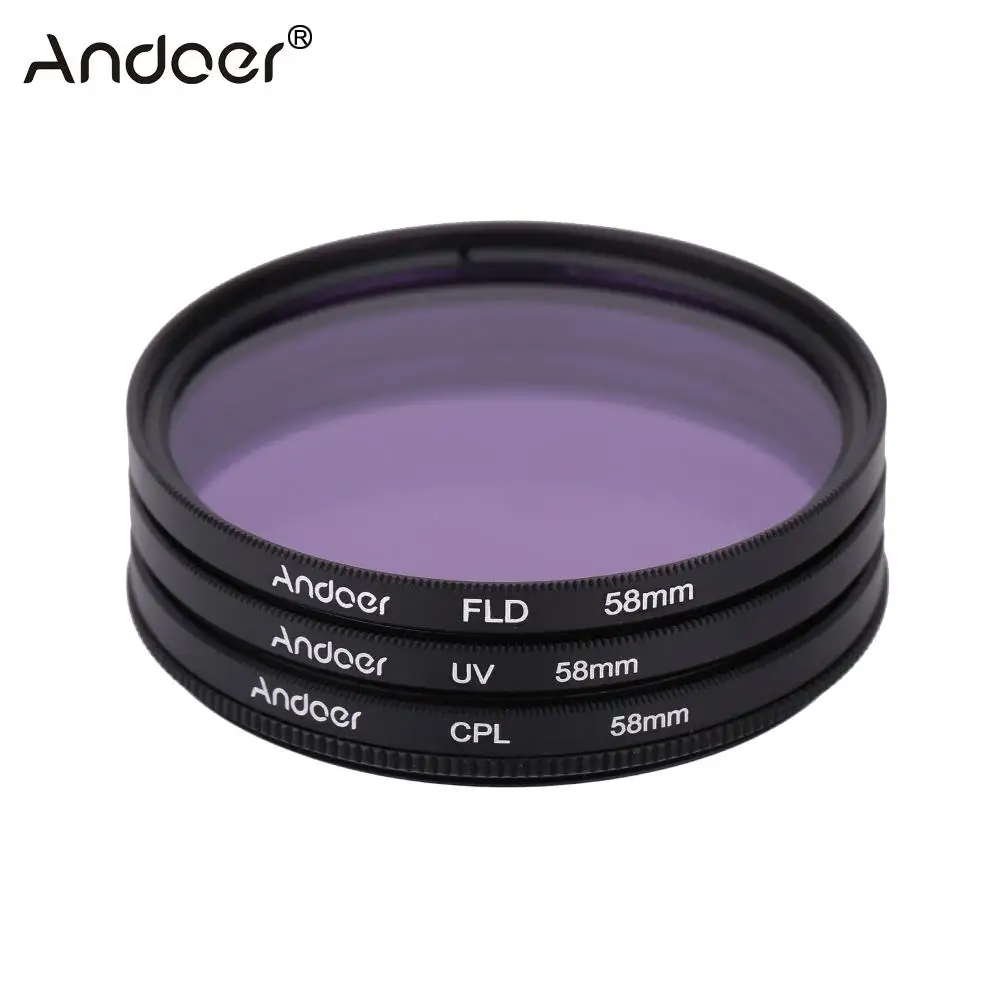 Andoer 58mm UV+CPL+FLD Circular Lens Filter Kit for Nikon Canon Pentax Sony DSLR Camera Polarizer Fluorescent | Электроника